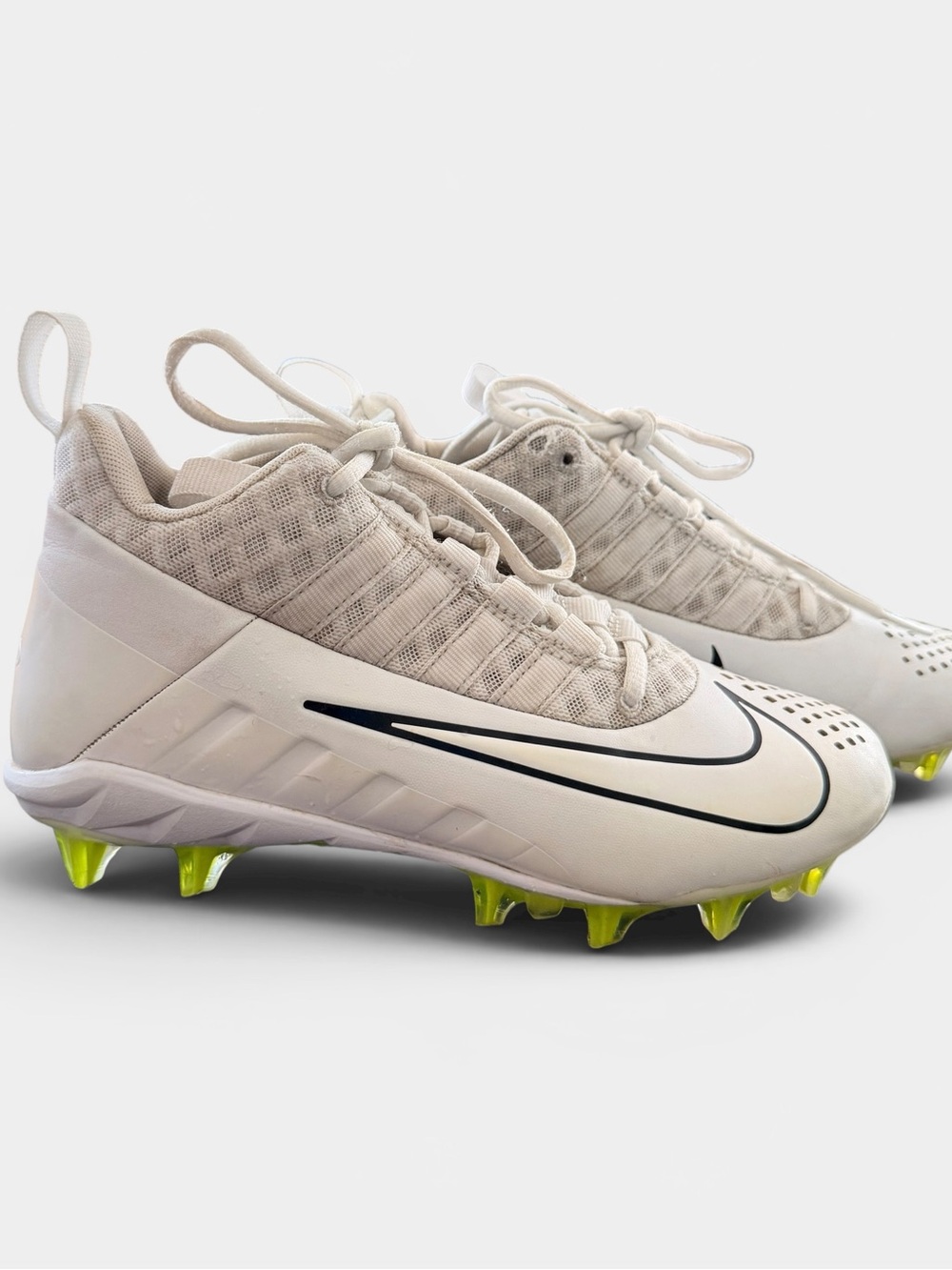 Nike Alpha Huarache Lacrosse Cleats White Volt 4.5 Youth 3 EU 36.5